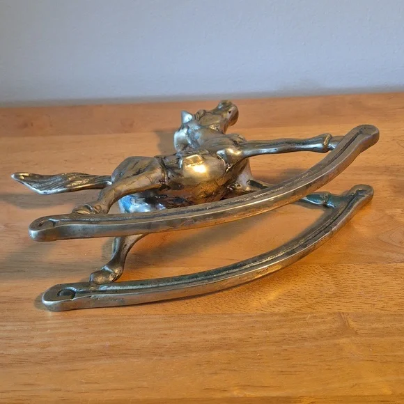VINTAGE Solid Brass Rocking Horse Figurine Home Decor - Picture 8 of 15
